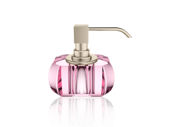 Zeepdispenser Kristall - Nickel satin/pink