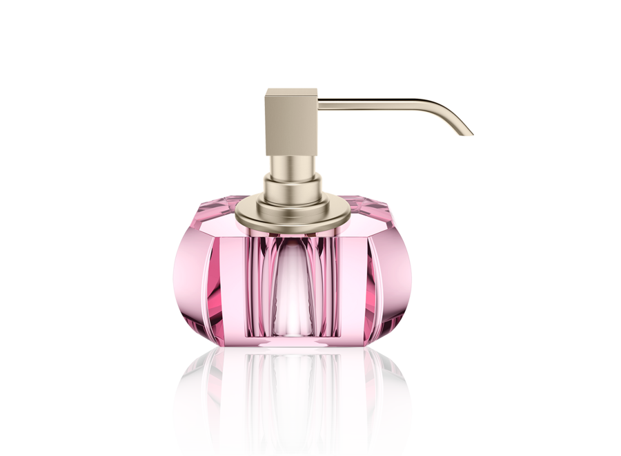 Zeepdispenser 'Kristall' - Nickel satin/roze