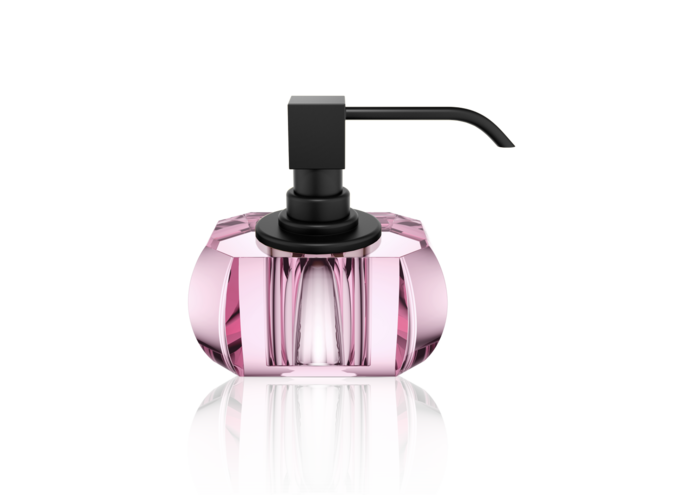 Distributeur de savon Kristall  - Black matt/Pink