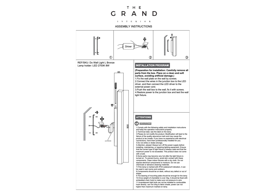 Wandleuchte 'Do' - Alabaster Bronze - L