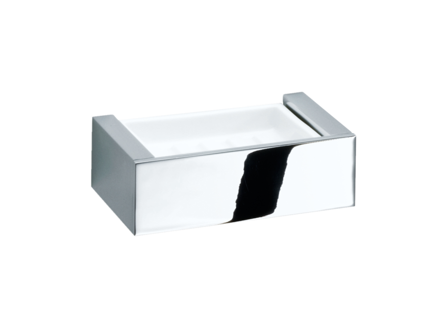 Soap dish 'Brick' - Wall mounted - WSS  - Chrome / White