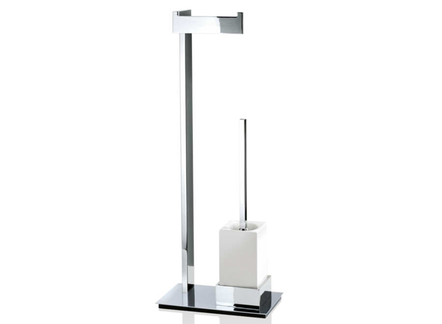 Toilet brush set Brick - SBK - Chrome / White