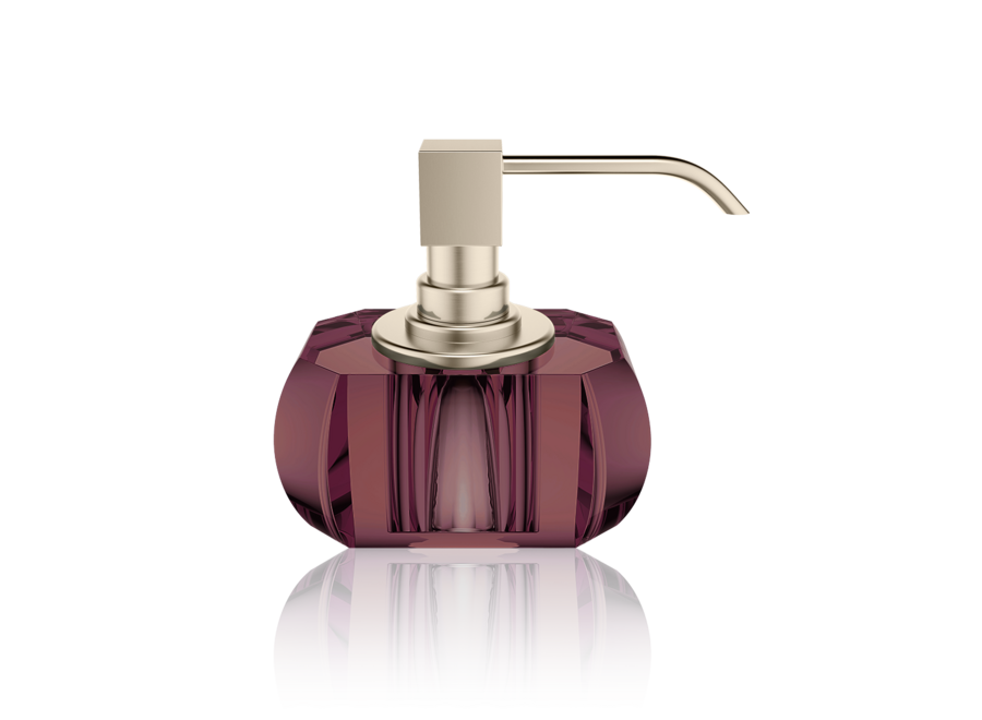 Soap dispenser 'Kristall' - Nickel satin/Burgundy