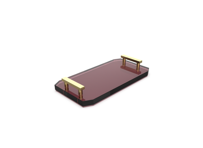 Plateau 'Kristall" - Gold matt  / Burgundy