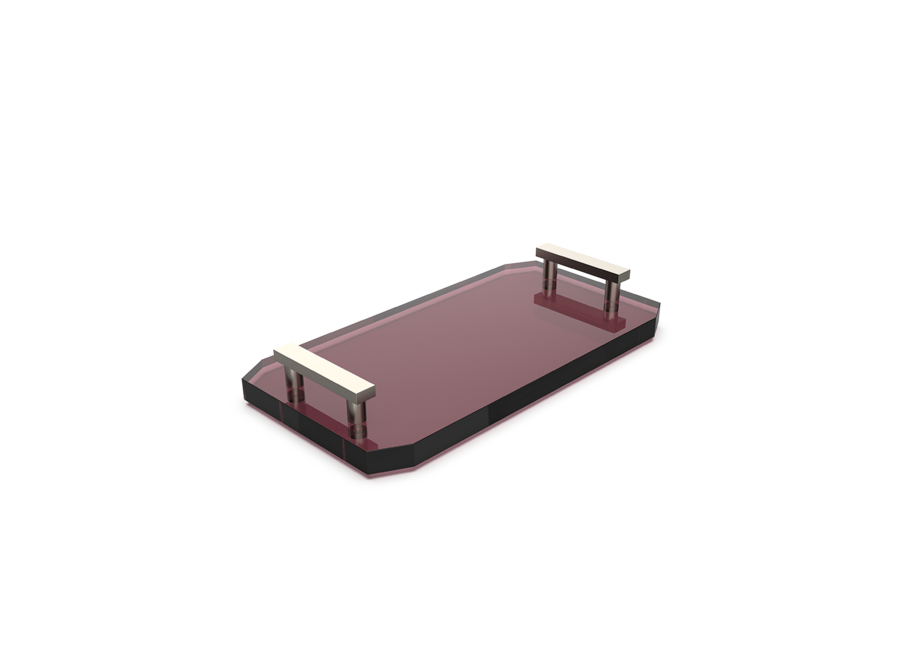 Plateau 'Kristall' - Nickel satiné / Bourgogne