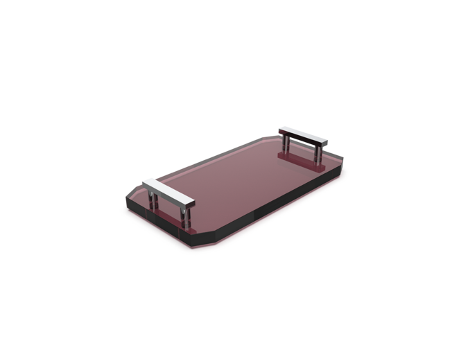 Tablett 'Kristall" - Chrome / Burgundy