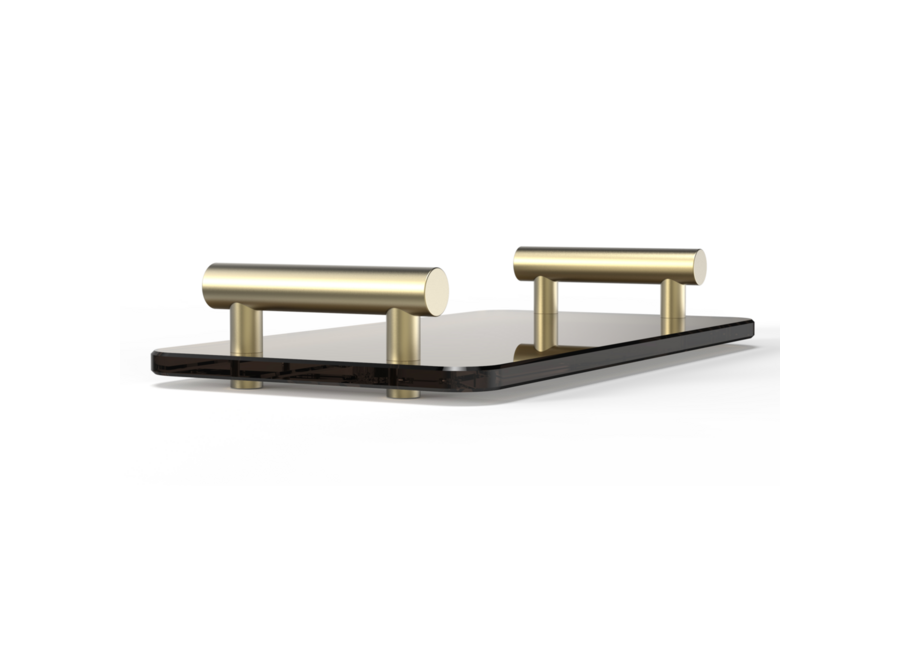 Tray 'Bar' - TAB - Gold matt / Parsolglass dark brown