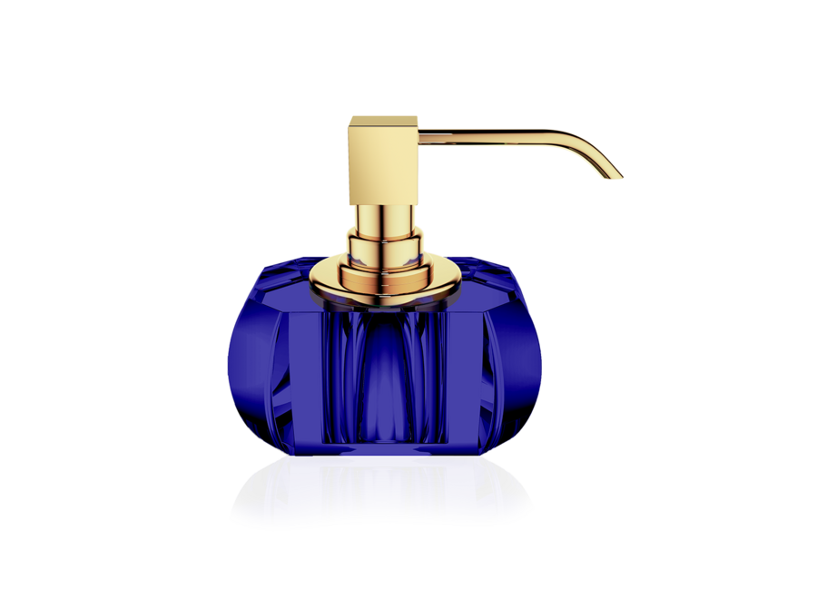 Zeepdispenser 'Kristall' - Gold/Capri blauw