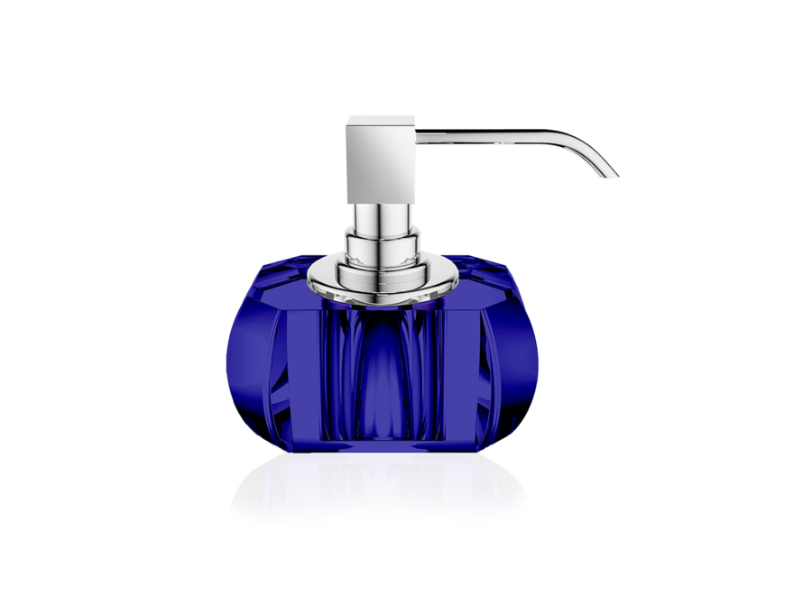 Zeepdispenser 'Kristall' - Chrome/Capri blauw