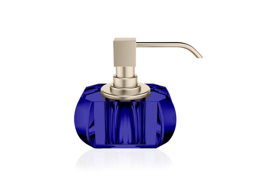 Soap dispenser 'Kristall' - Nickel satin/Capri blue