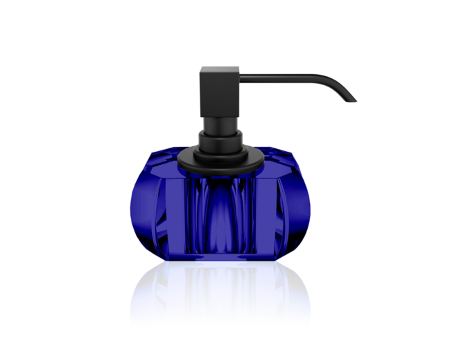 Soap dispenser Kristall - Black matt/Capri Blue