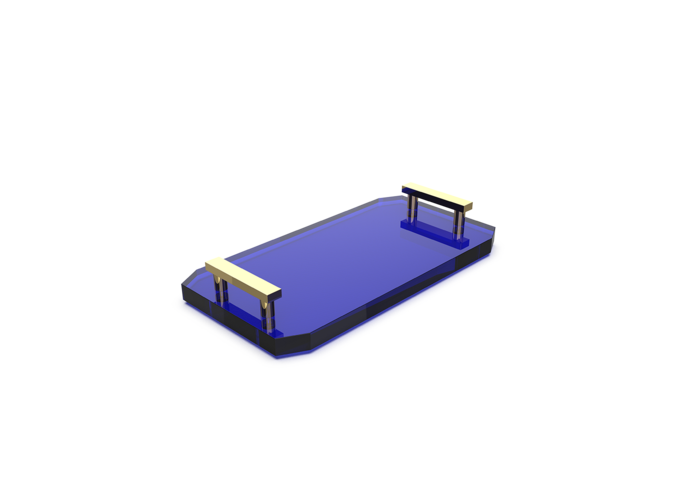 Tablett 'Kristall" - Gold / Capri blue