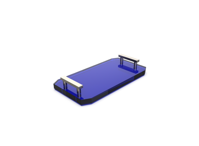 Plateau 'Kristall" - Nickel satin/ Capri blue
