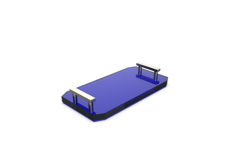 Plateau 'Kristall' - Nickel satiné / Capri bleu