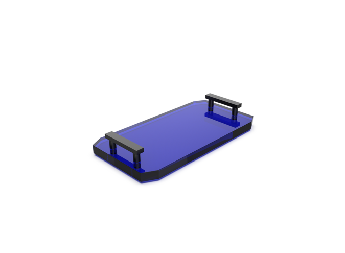 Tablett 'Kristall" - Black matt / Capri blue