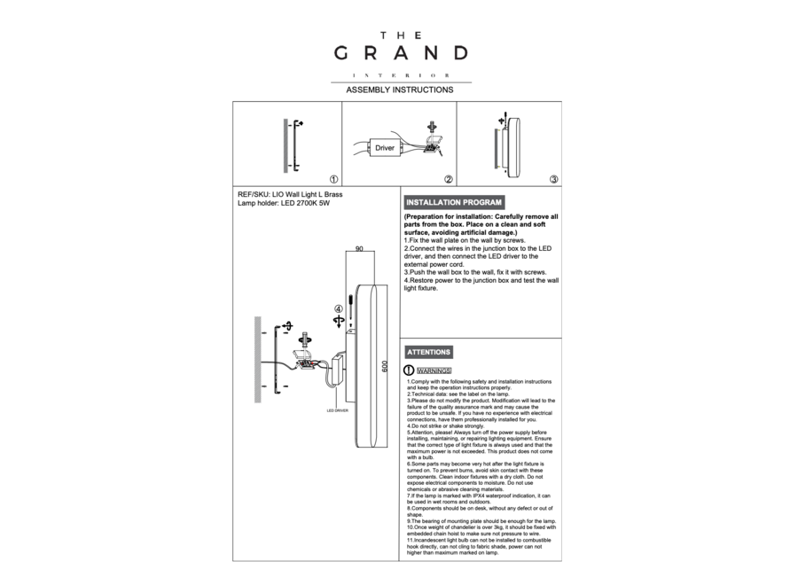 Wandlamp 'Lio' - Alabaster - Antique Brass - L