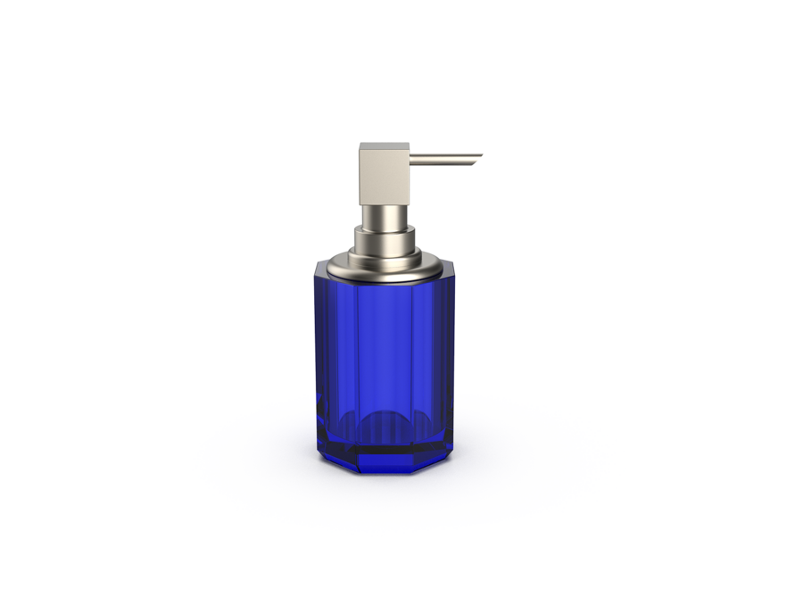 Soap dispenser 'Kristall' SSP 2 - Nickel satin/Capri blue
