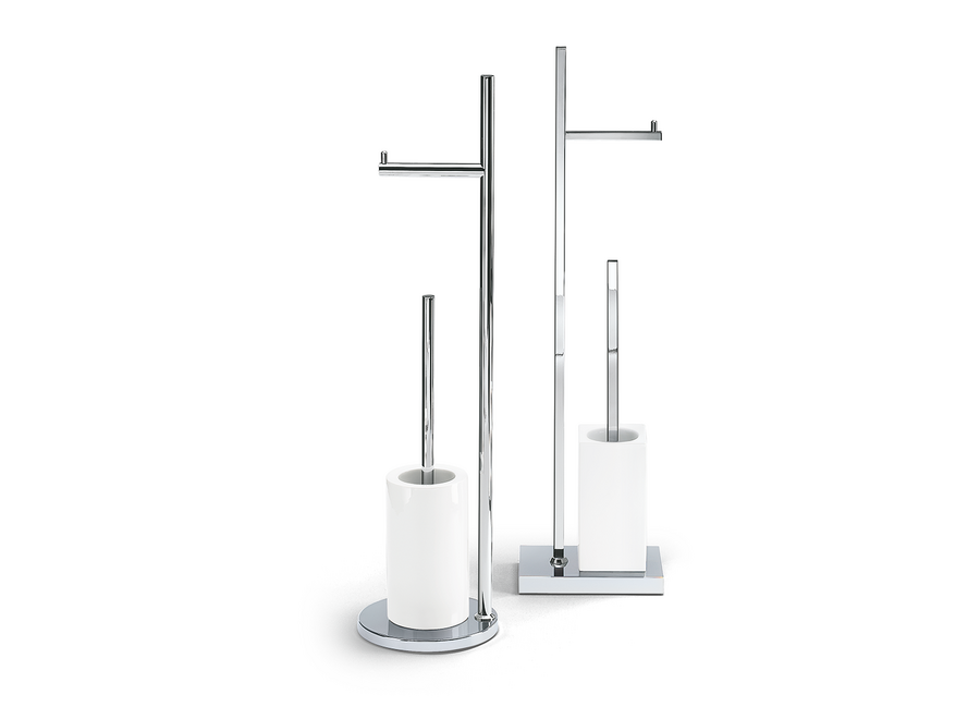 Toilet brush set 'Porzellan' - DW6710 - Chrome / white