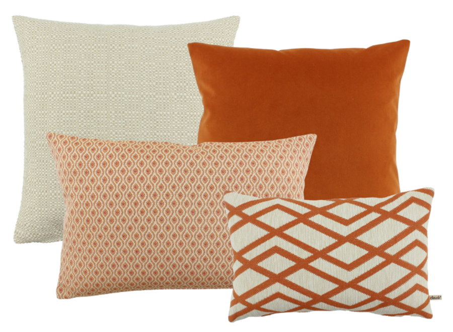 Kissenkombination Outdoor Orange: Raffia, Onnie, Ilse & Cillia