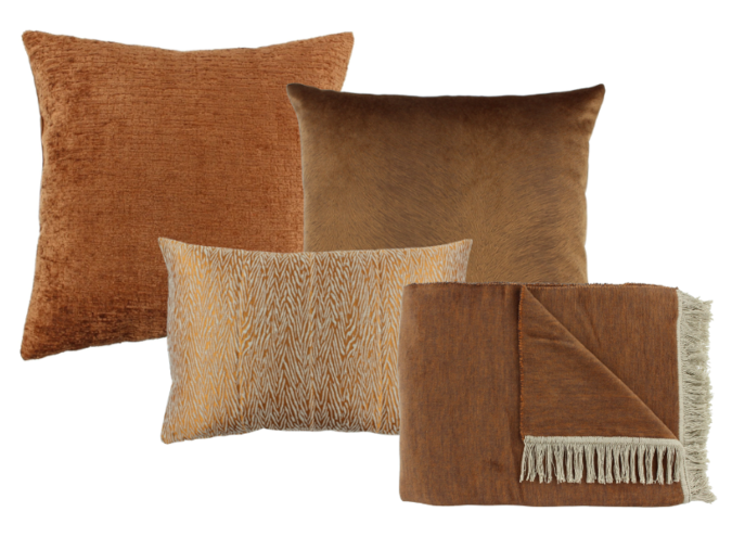 Kussencombinatie & plaid Rust
