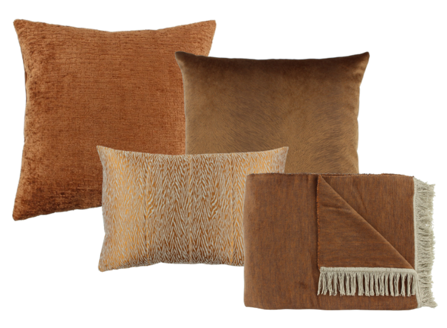 Cushion combination & plaid Rust