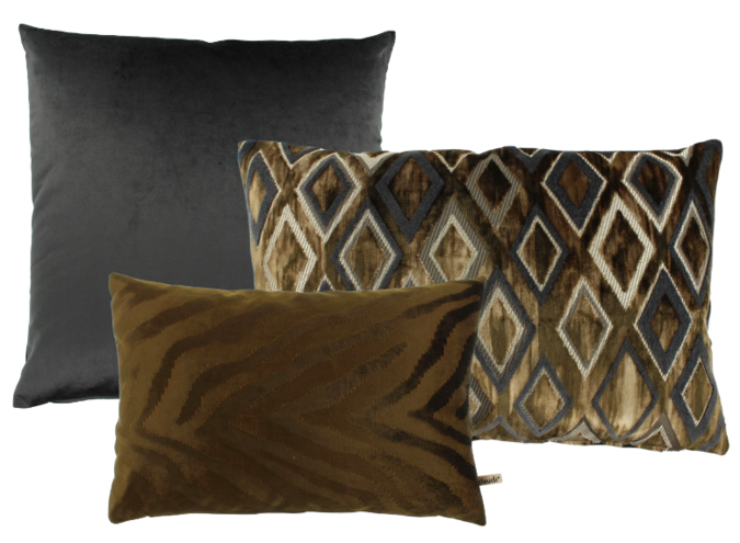 Kussencombinatie Dark Taupe/Bronze: Bandi, Stacy & Stella II