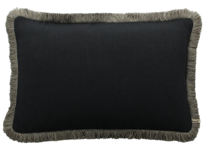 Cushion Alberto Black + Fringe taupe