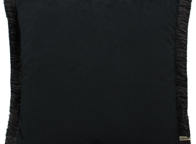 Cushion Astrid Black + Fringe black / taupe