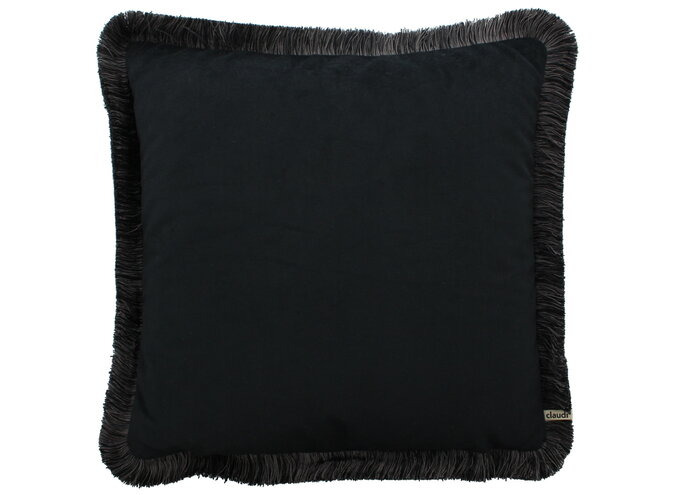 Kussen Astrid Black + Fringe black / taupe