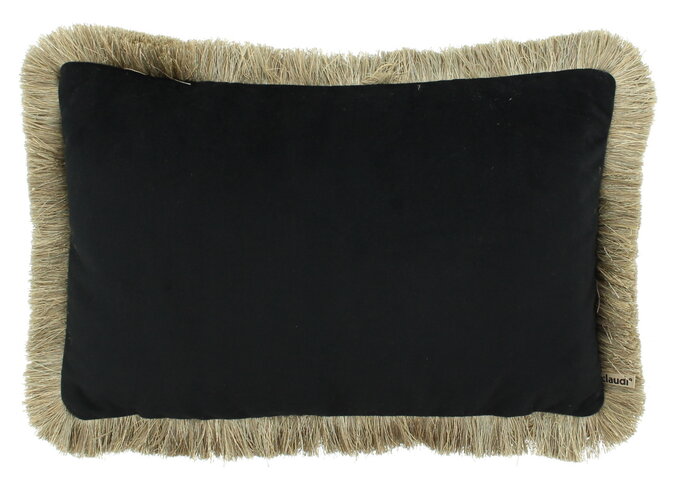 Cushion Astrid Black + Fringe black / gold