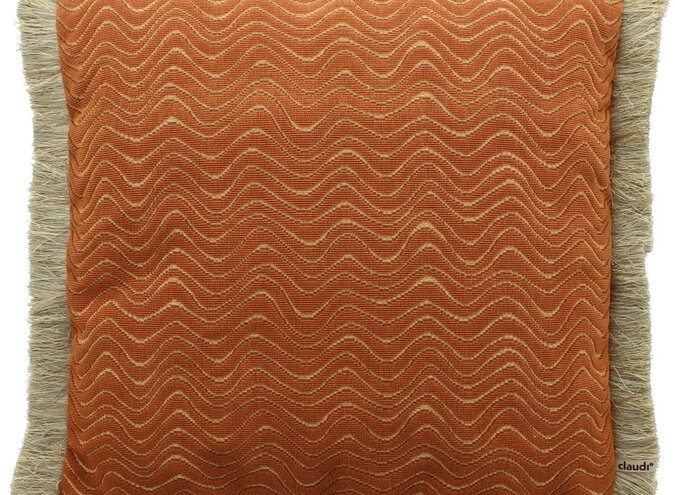 Cushion Scrolla Exclusive Orange + Fringe gold