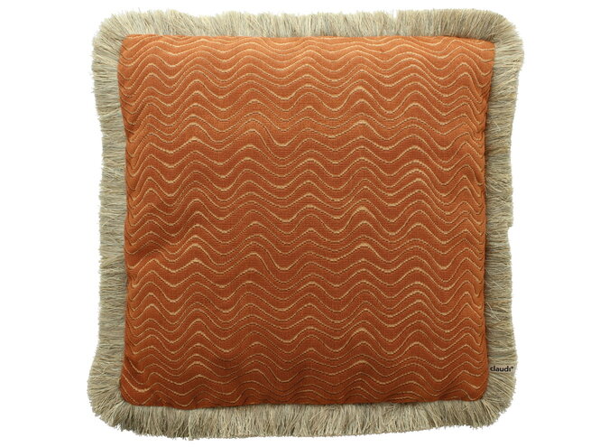 Coussin Scrolla Exclusive Orange + Fringe gold