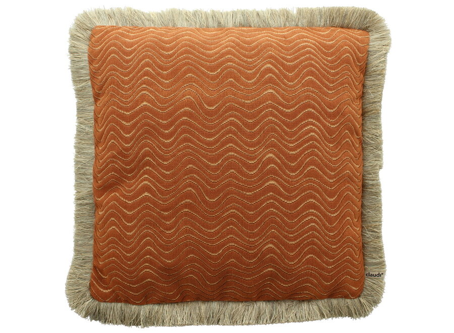 Coussin Scrolla Exclusive Orange + Fringe gold