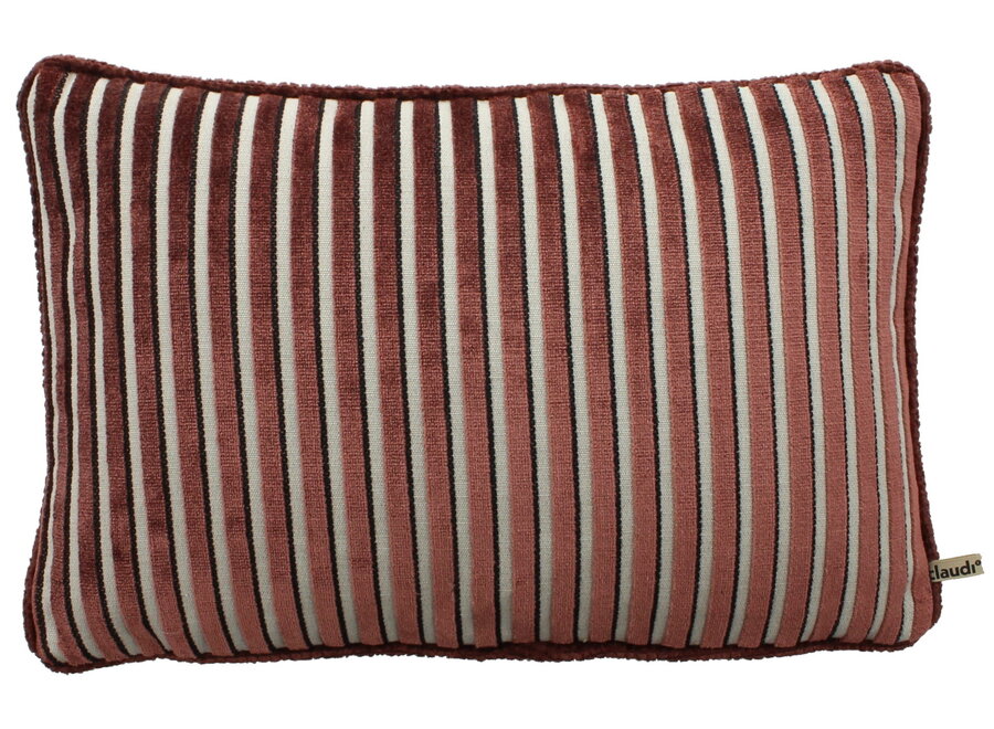 Dekoratives Kissen Michy Ash rose + Piping aubergine