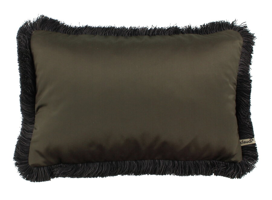 Coussin Dafne Espresso + Fringe black / taupe