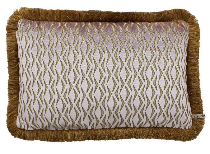 Coussin Lepossa Exclusive Lilac + Fringe dark gold