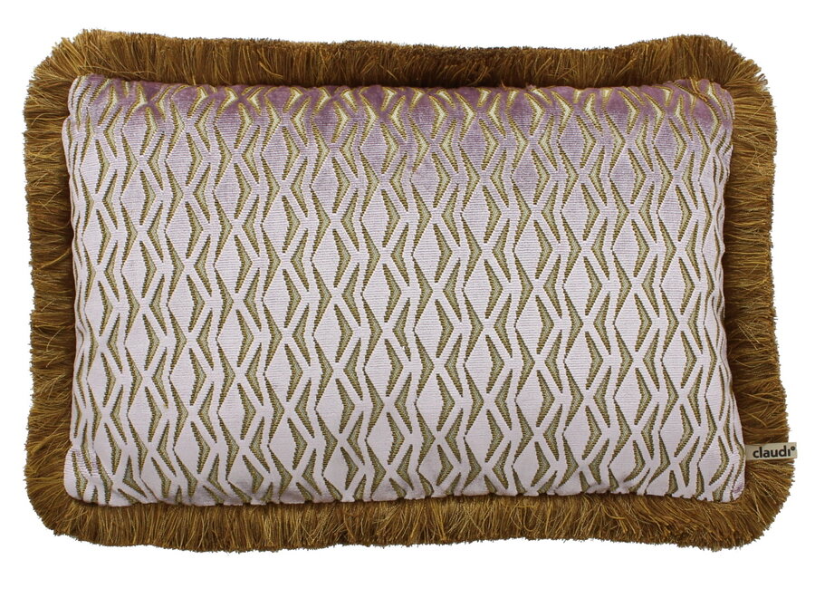 Coussin décoratif Lepossa Exclusive Lilac + Fringe dark gold