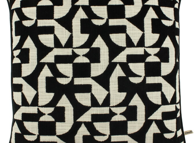 Kussen Lonata Black / Sand + Piping black velvet