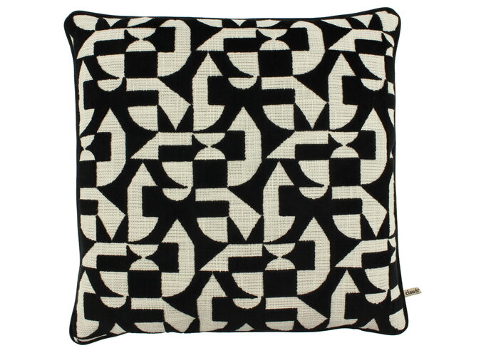 Coussin Lonata Black / Sand + Piping black velvet