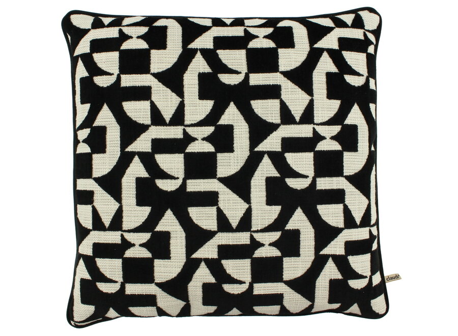 Coussin décoratif Lonata Black / Sand + Piping black velvet