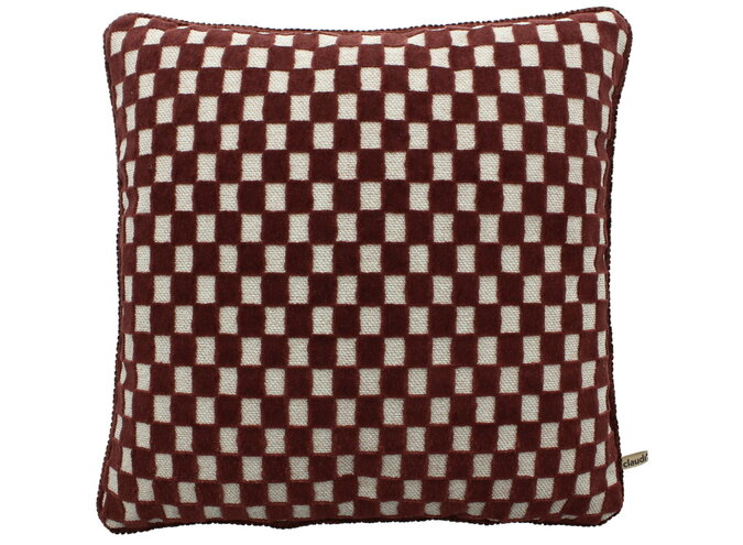 Coussin Scallas Aubergine + Piping aubergine