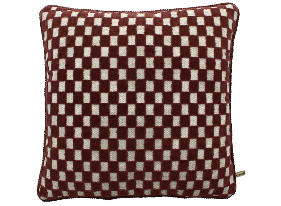 Decorative cushion Scallas Aubergine + Piping aubergine