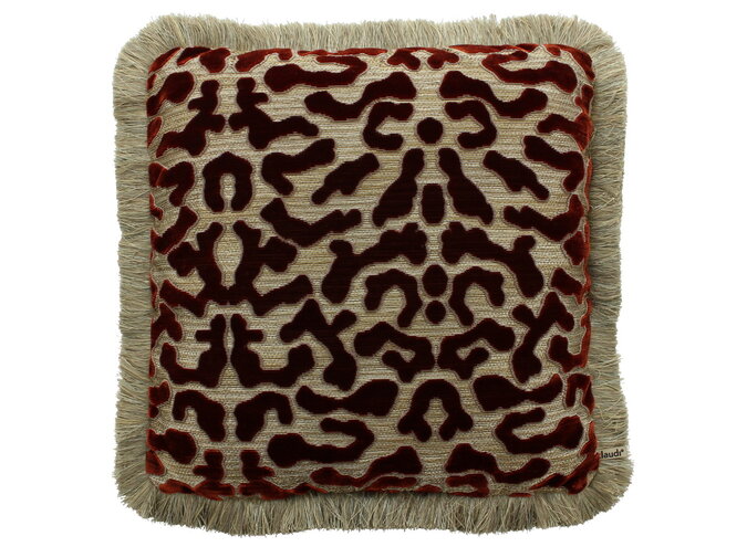 Coussin Talissa Burned orange + Fringe gold