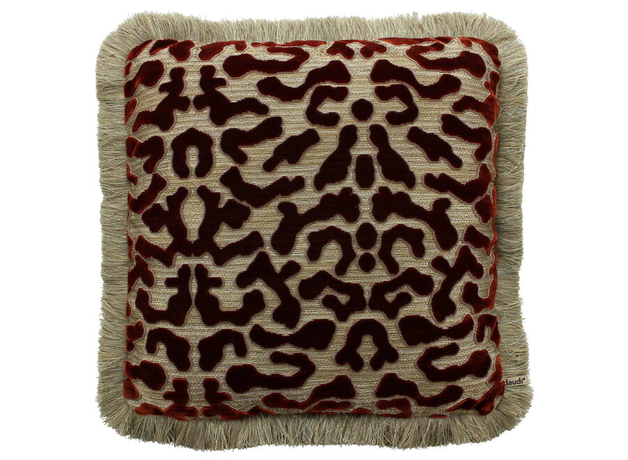 Coussin Talissa Burned orange + Fringe gold