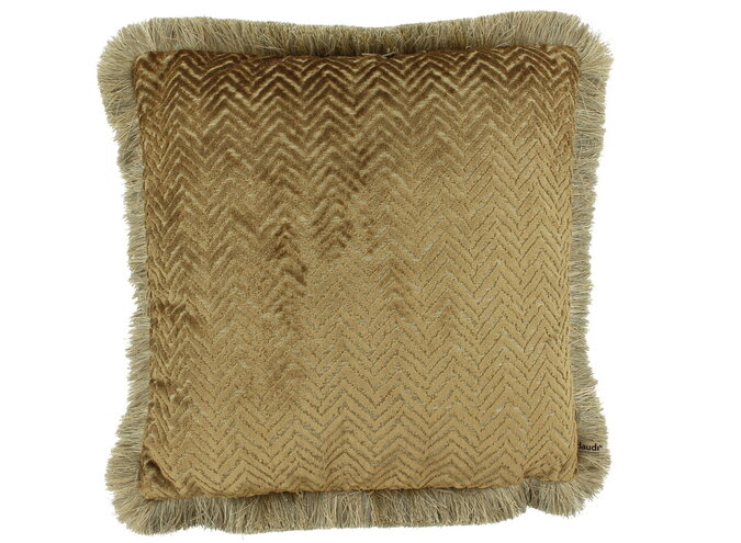 Coussin Velvella Dark gold + Fringe gold