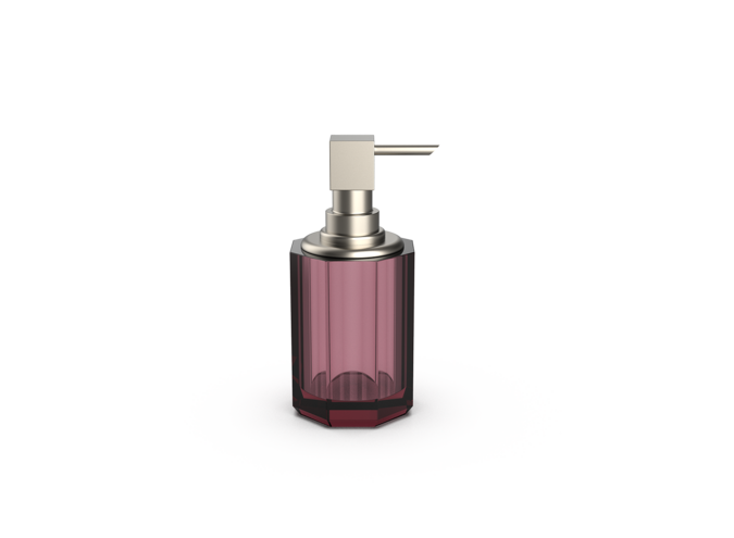 Distributeur de savon Kristall SSP 2  -  Nickel satin/Burgundy