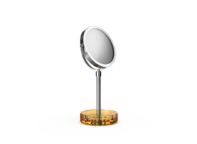 Cosmetic mirror with shelf 'Kristall' - Chrome/Amber