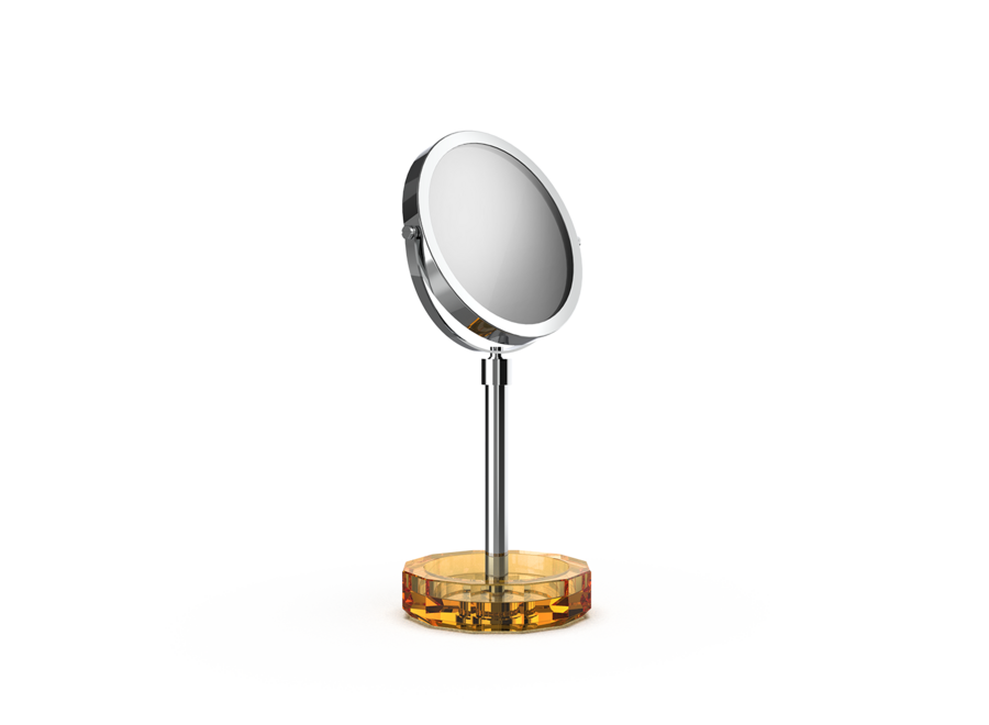 Vanity Mirror with shelf  'Kristall'  - Chrome/Amber