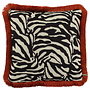Decorative cushion Zebby Black / White + Fringe rust