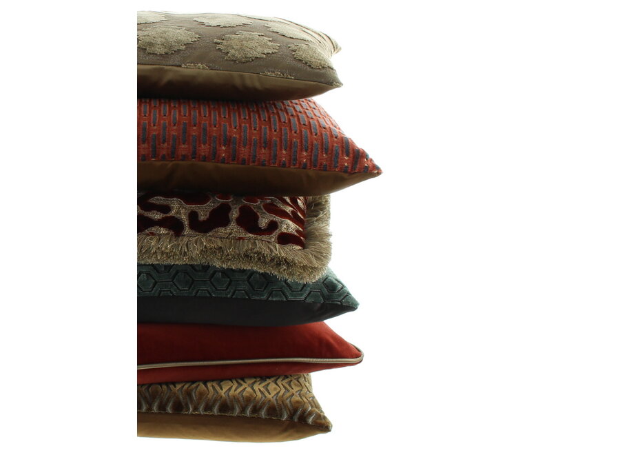 Coussin décoratif Talissa Burned orange + Fringe gold